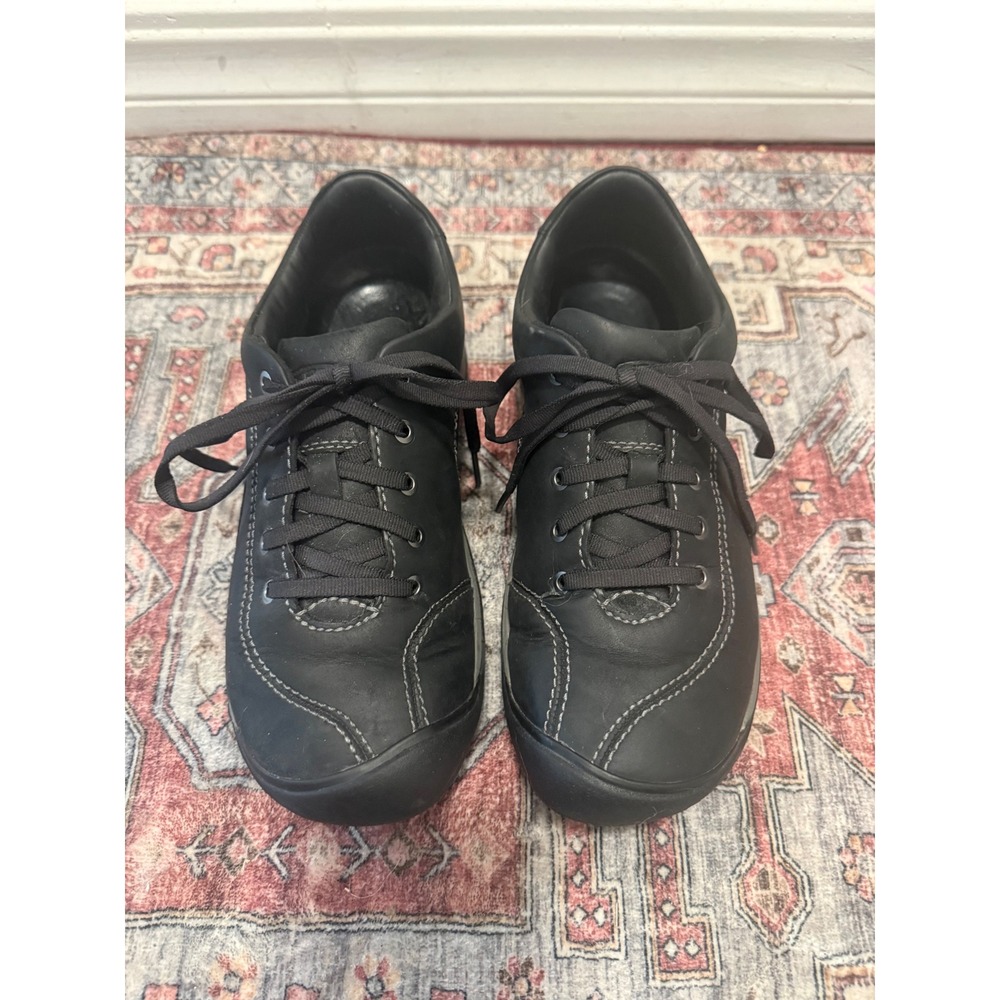 KEEN Presidio Womens Black Leather Walking Shoes Oxford Sneakers US 8 EU 38.5‎
